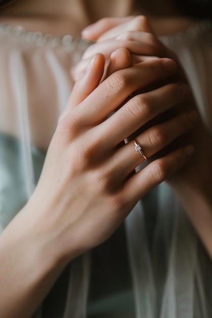 a woman wearing a gold ring is posing for a photo