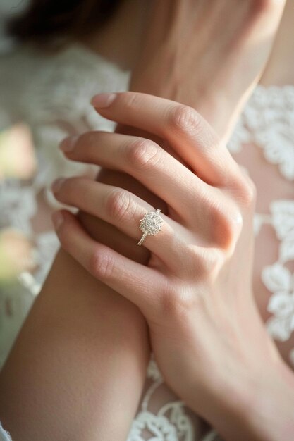 a woman wearing a gold ring is posing for a photo