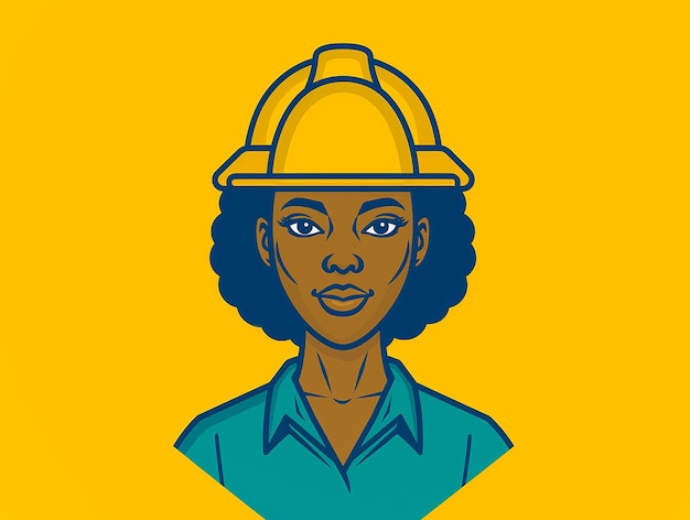 A woman wearing a hard hat and a green shirt