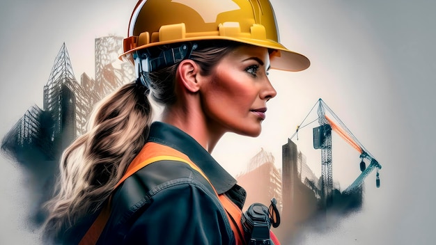 a woman wearing a hard hat with the words hard on it Labor Day Tribute