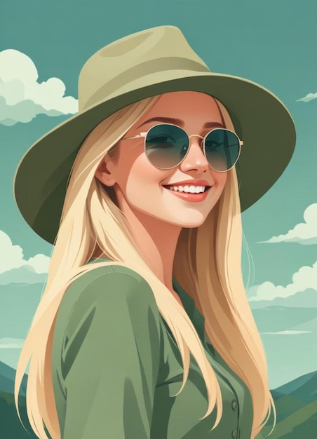 Photo a woman wearing a hat and sunglasses is smiling