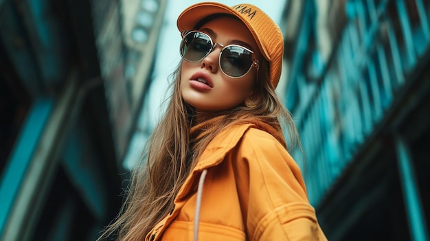 a woman wearing a hat and sunglasses with a hat that says quot im wearing a hat quot