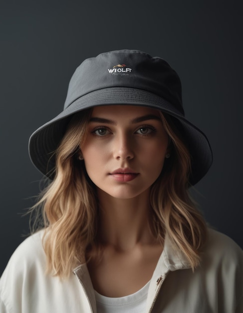 a woman wearing a hat that says quot ana quot on it