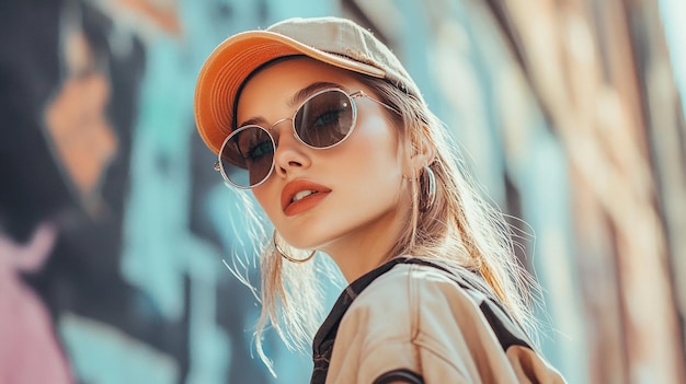 Photo a woman wearing a hat that says  shes wearing a hat