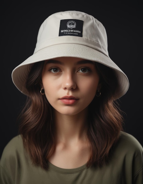 a woman wearing a hat that says quot the skull quot on it