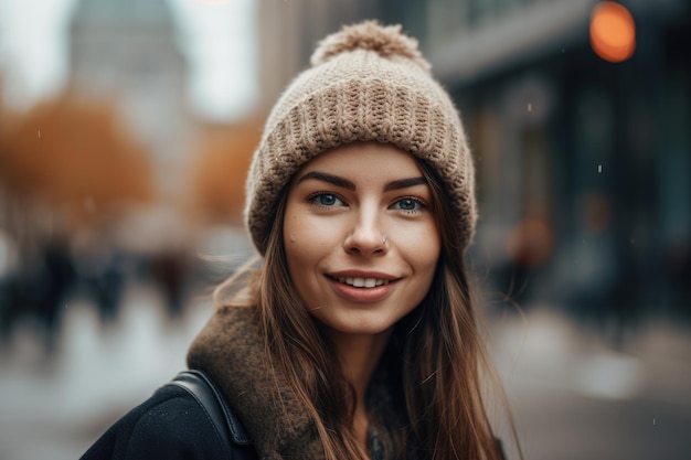 A woman wearing a hat