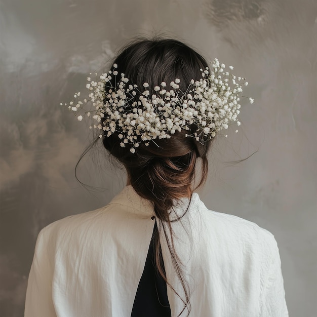 Photo a woman wearing a headband with flowers on it