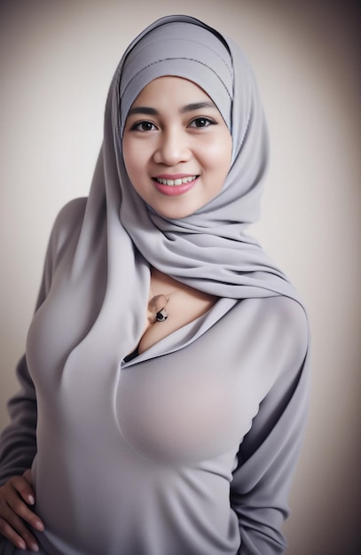 a woman wearing a hijab with a necklace on it