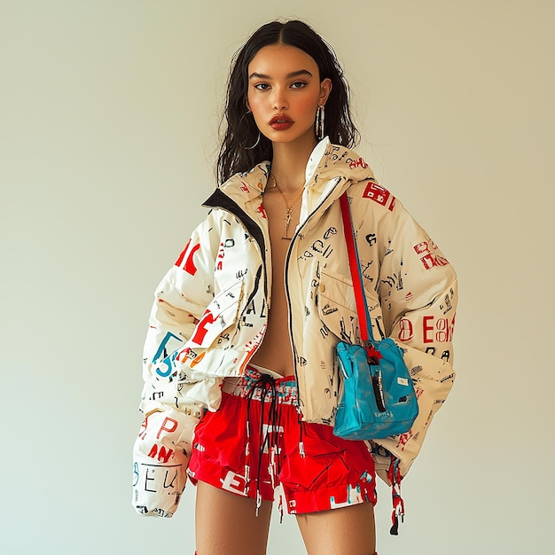 a woman wearing a jacket that says quot gehr quot on it