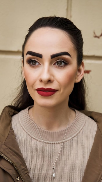 Photo woman wearing makeup with thick eyebrows