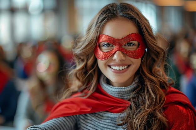 Photo a woman wearing a mask that says  super hero