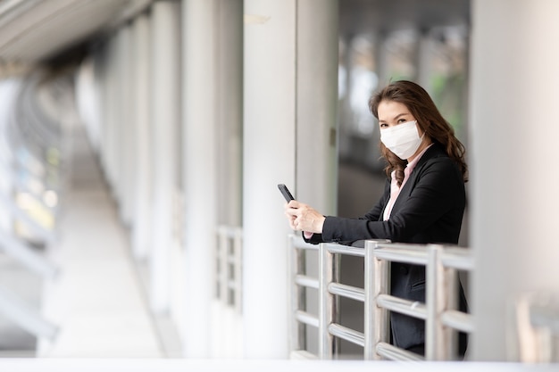 Woman wearing mask in walking.