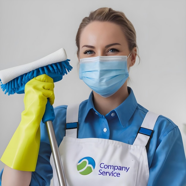 Photo a woman wearing a mask with the word  service  on it