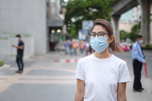 woman wearing medical face mask