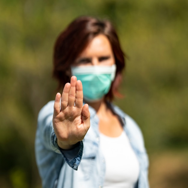 Woman wearing medical mask