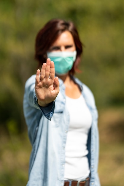 Woman wearing medical mask