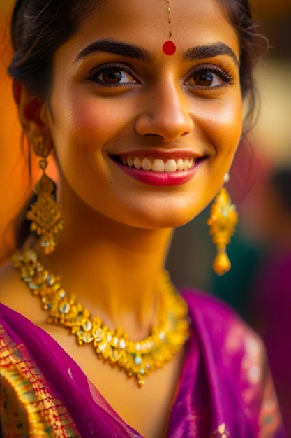 a woman wearing a necklace that says quot she is smiling quot