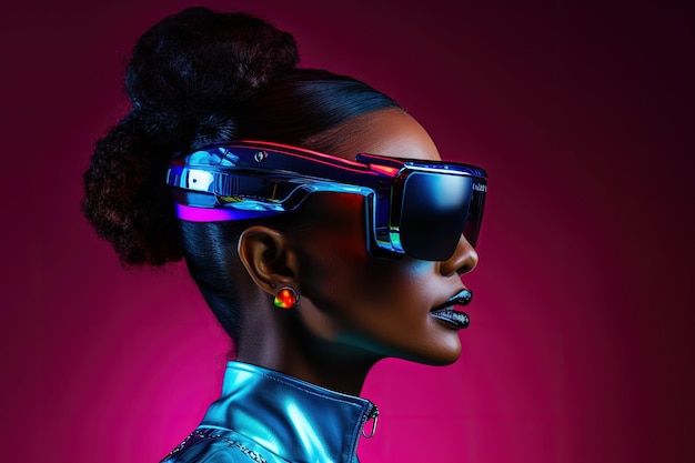 A woman wearing a pair of futuristic glasses