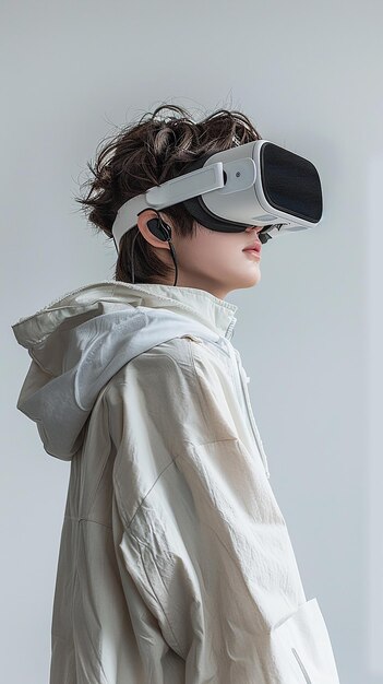 a woman wearing a pair of virtual reality goggles