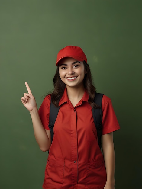 A woman wearing a red hat and a white shirt with the word dont say on it