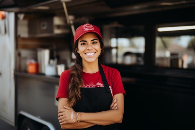 a woman wearing a red hat with the word  dont  on it