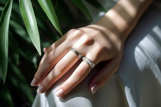 Photo a woman wearing a ring that says  ring  on it