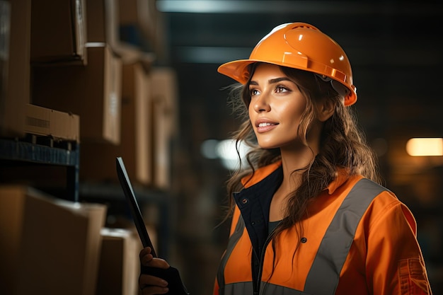 Woman wearing a safety cap at workGenerated with AI