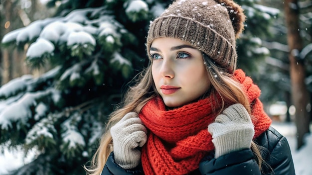 Photo a woman wearing a scarf with a red lips and a red lips