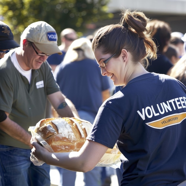 Photo a woman wearing a shirt that says volunteering