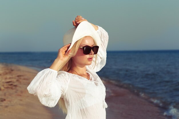 Woman wearing a straw hat