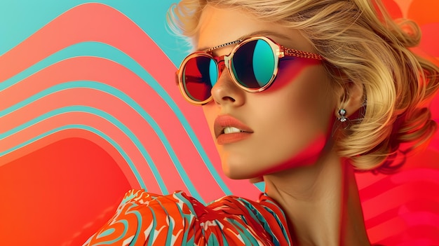 Photo woman wearing sunglasses against an abstract background