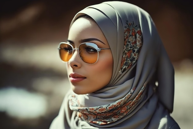 A woman wearing sunglasses and a hijab