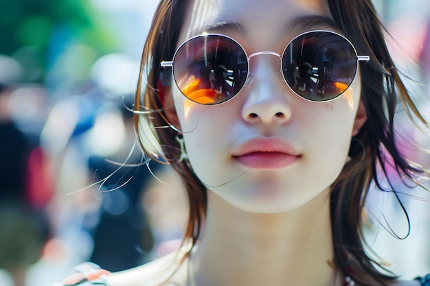 A woman wearing sunglasses and smiling