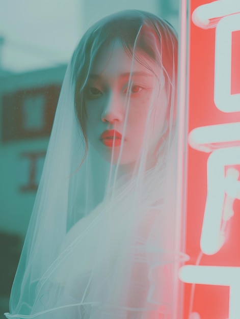 a woman wearing a veil that says quot go quot