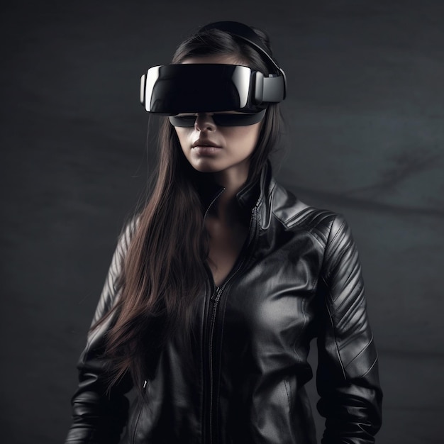 A woman wearing a virtual reality headset Ai generated illustration