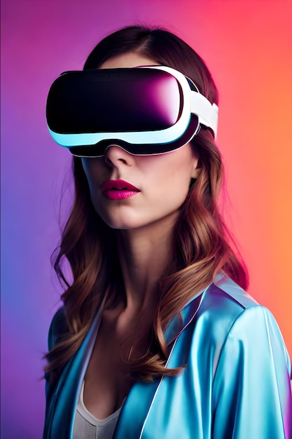 A woman wearing a virtual reality headset