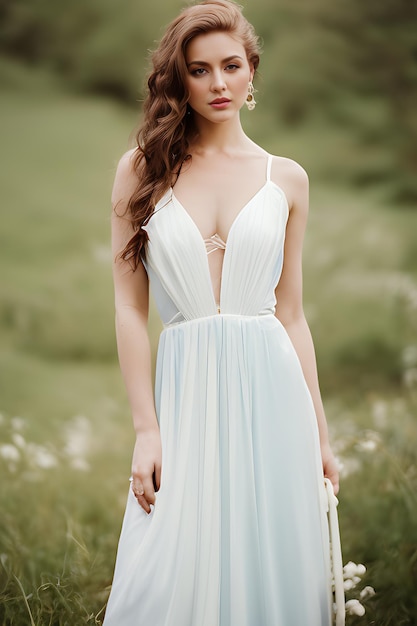 Woman wearing white dress