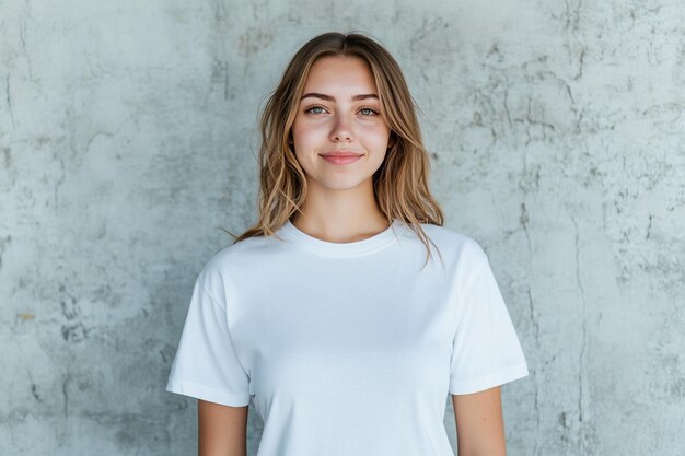 Photo woman wearing white tshirt