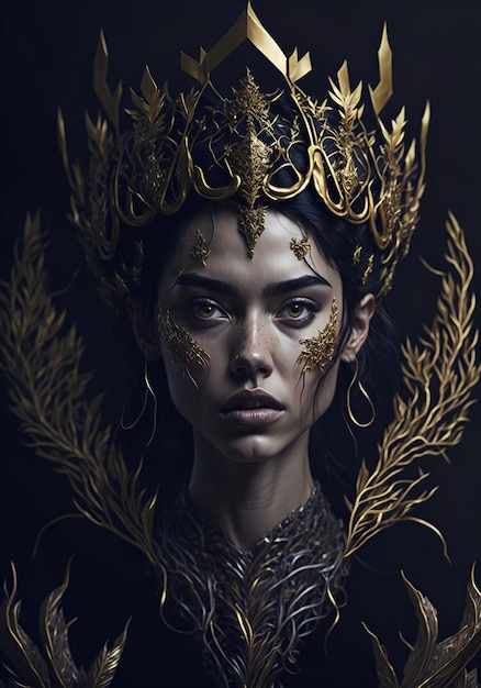 The woman wears a golden crown Generative AI