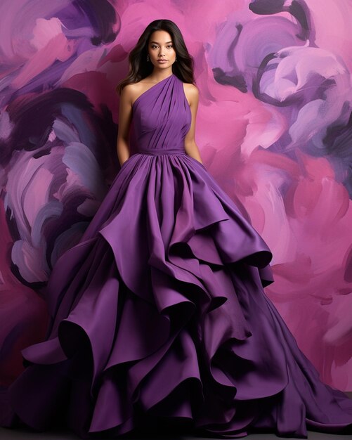 Woman Wears Purple Dress Posing