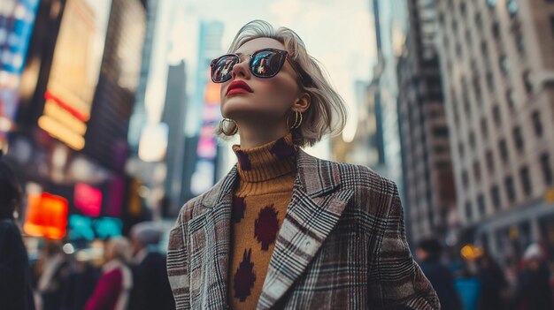 a woman wears a sweater with a sweater that says fashion