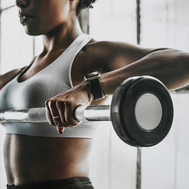 Woman weightlifting with a barbell