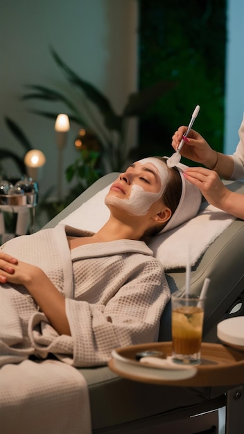 Woman at the wellness center having a cosmetic treatment