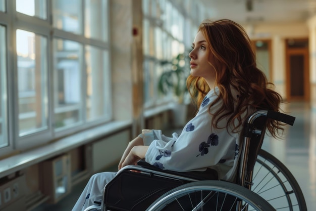 Woman in Wheelchair Looking Out Window