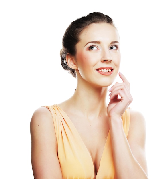 Woman on white background