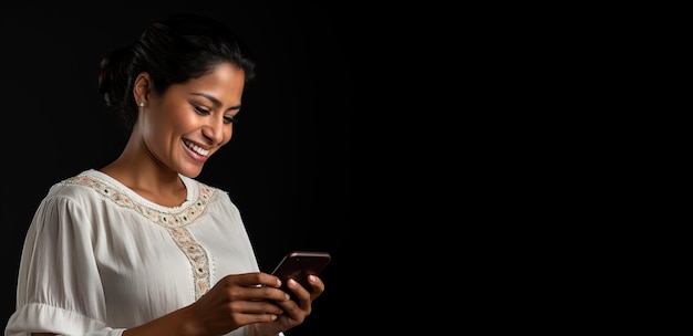 a woman in a white dress is looking at her phone