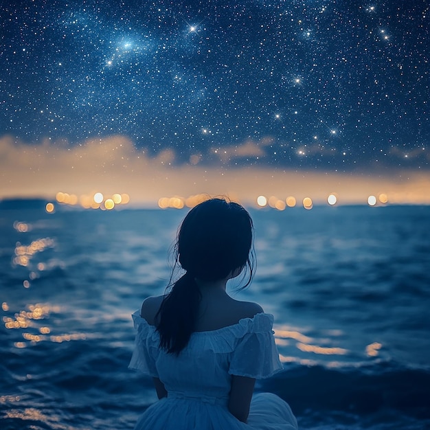 a woman in a white dress is sitting on a boat in the ocean