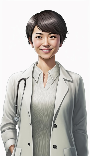 A woman in a white lab coat with a stethoscope around her neck ai generative