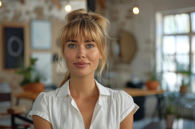 Woman in White Shirt Posing