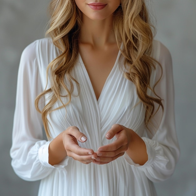 a woman in a white shirt with a white shirt that says quot the word quot on it